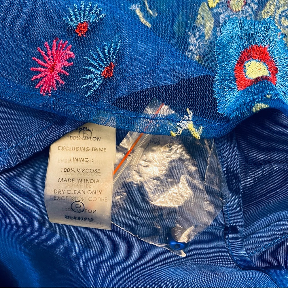 Tracy Reese for Anthropologie, Embroidered Topaz Blue Dress, Size M - Picture 11 of 12